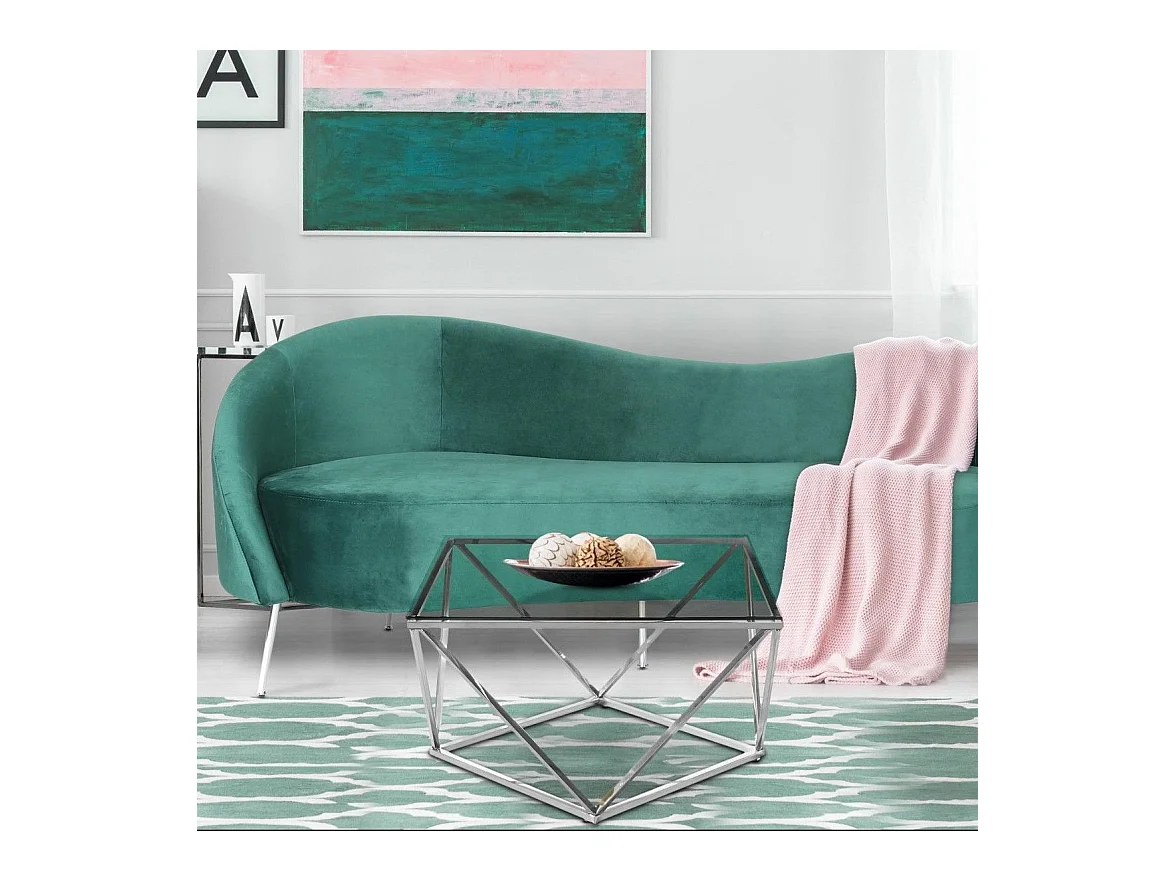 Tavolino Louana in vetro trasparente e gambe argento