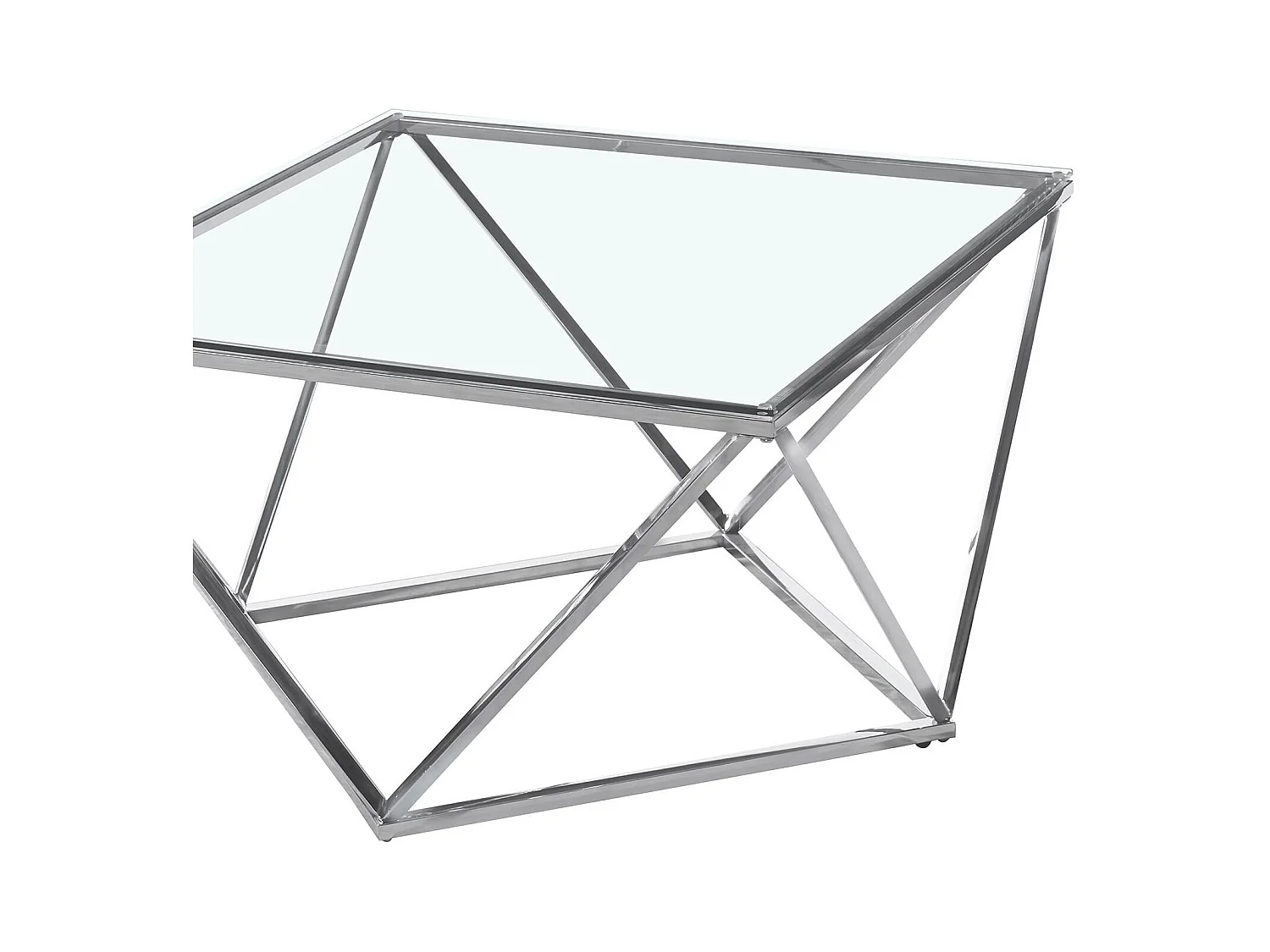Tavolino Louana in vetro trasparente e gambe argento