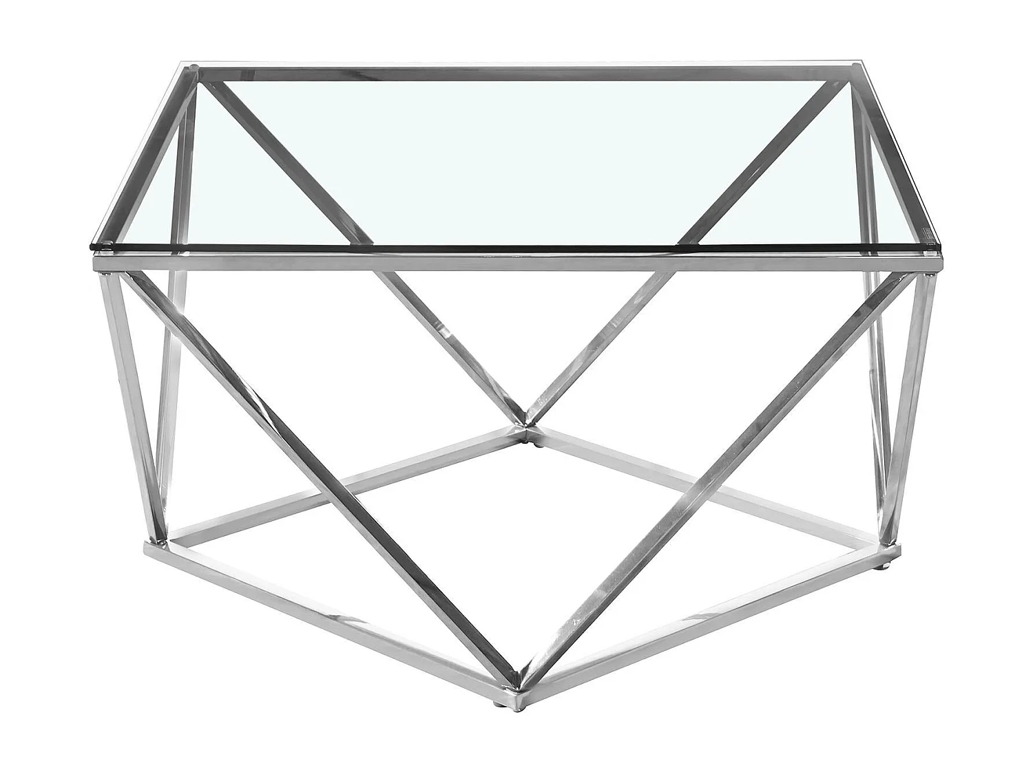 Table Basse Design en Verre "Lora" 80cm Argent