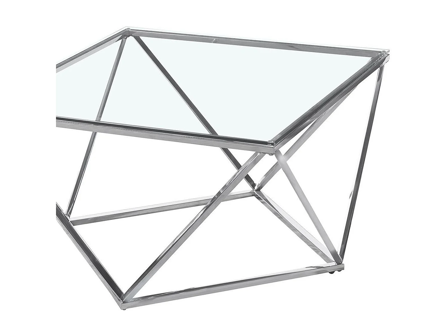 Table Basse Design en Verre "Lora" 80cm Argent