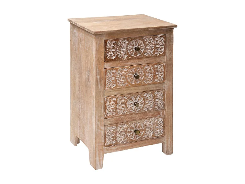 Chiffonnier 4 Tiroirs en Bois "Shirel" 80cm Naturel