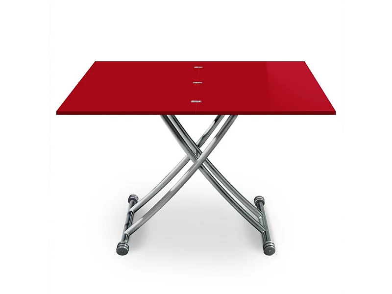 Table Basse Relevable "Higher" 57-114cm Rouge Laqué