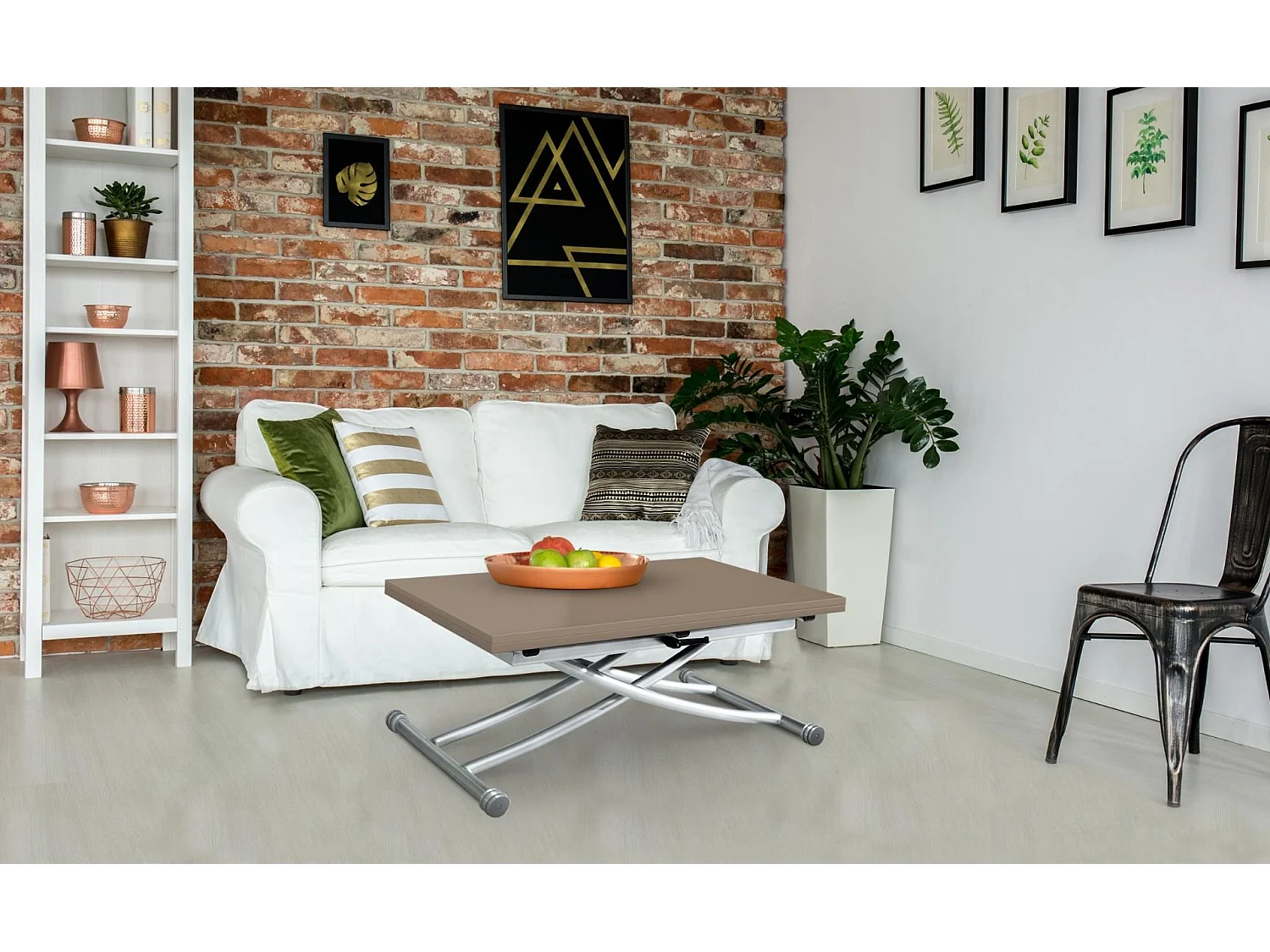 Table Basse Rectangulaire "Higher" 114cm Taupe Laqué