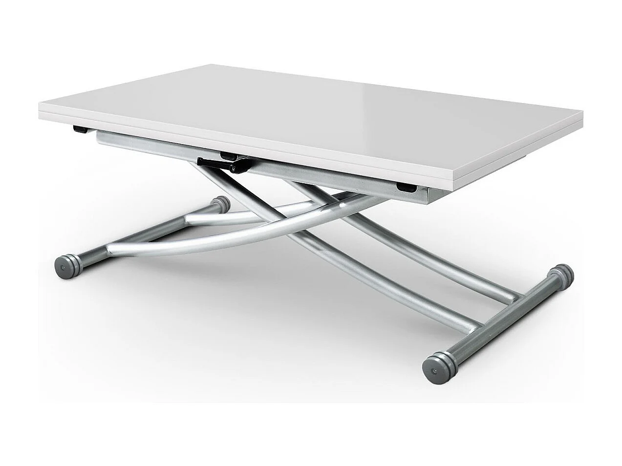 Table Basse Relevable "Higher" 57-114cm Blanc Laqué