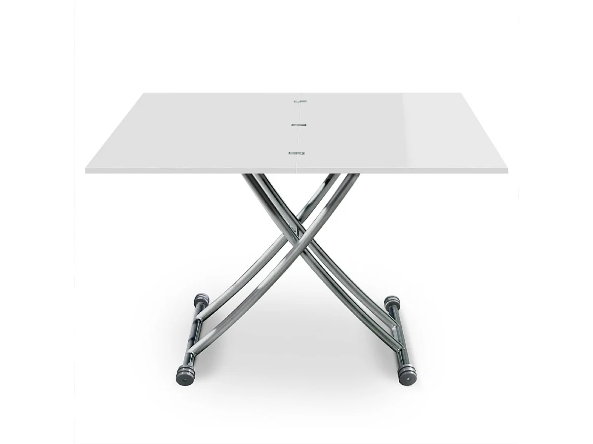 Table Basse Relevable "Higher" 57-114cm Blanc Laqué