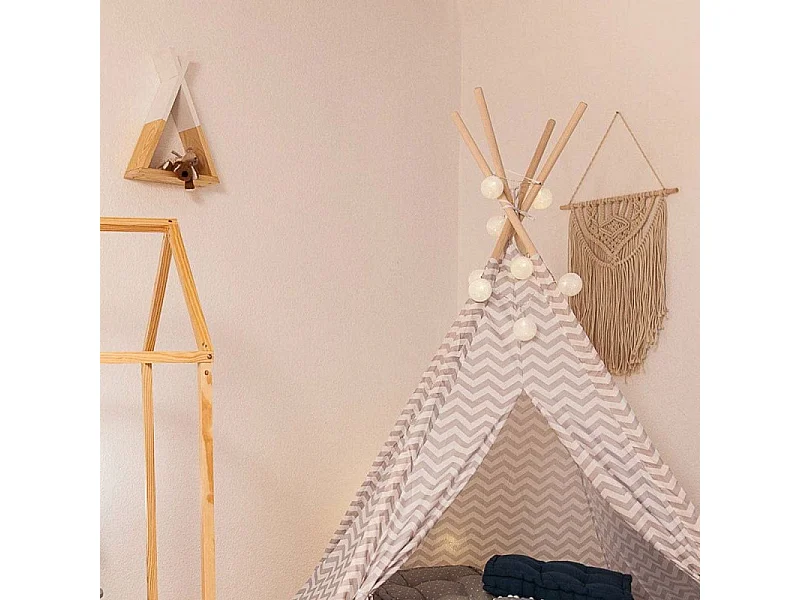 Etagère en Bois "Tipi" 39cm Naturel & Blanc