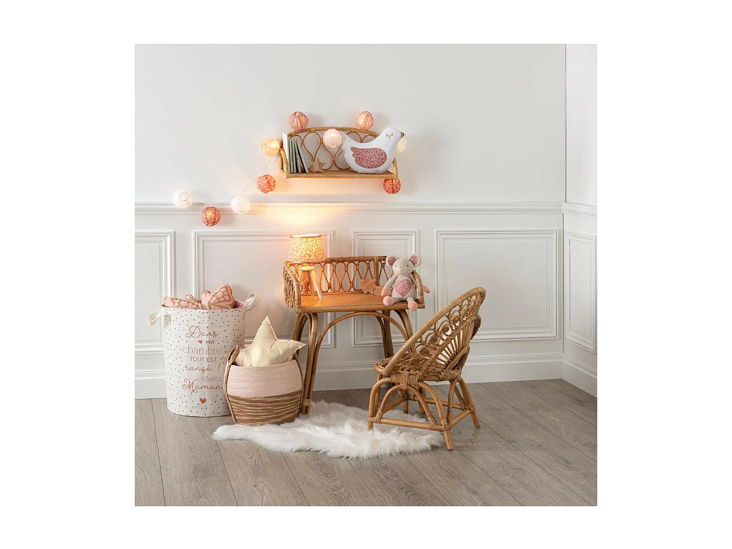 Étagère Murale en Rotin "Liberty" 57cm Naturel