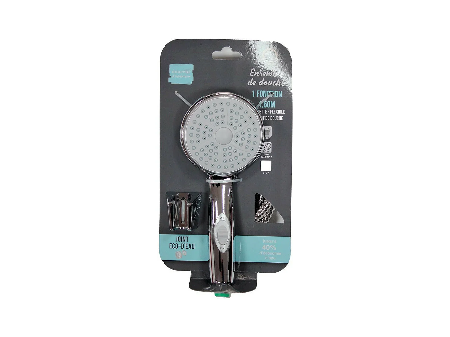 Ensemble de Douche "1 Fonction" 1,5m Chrome