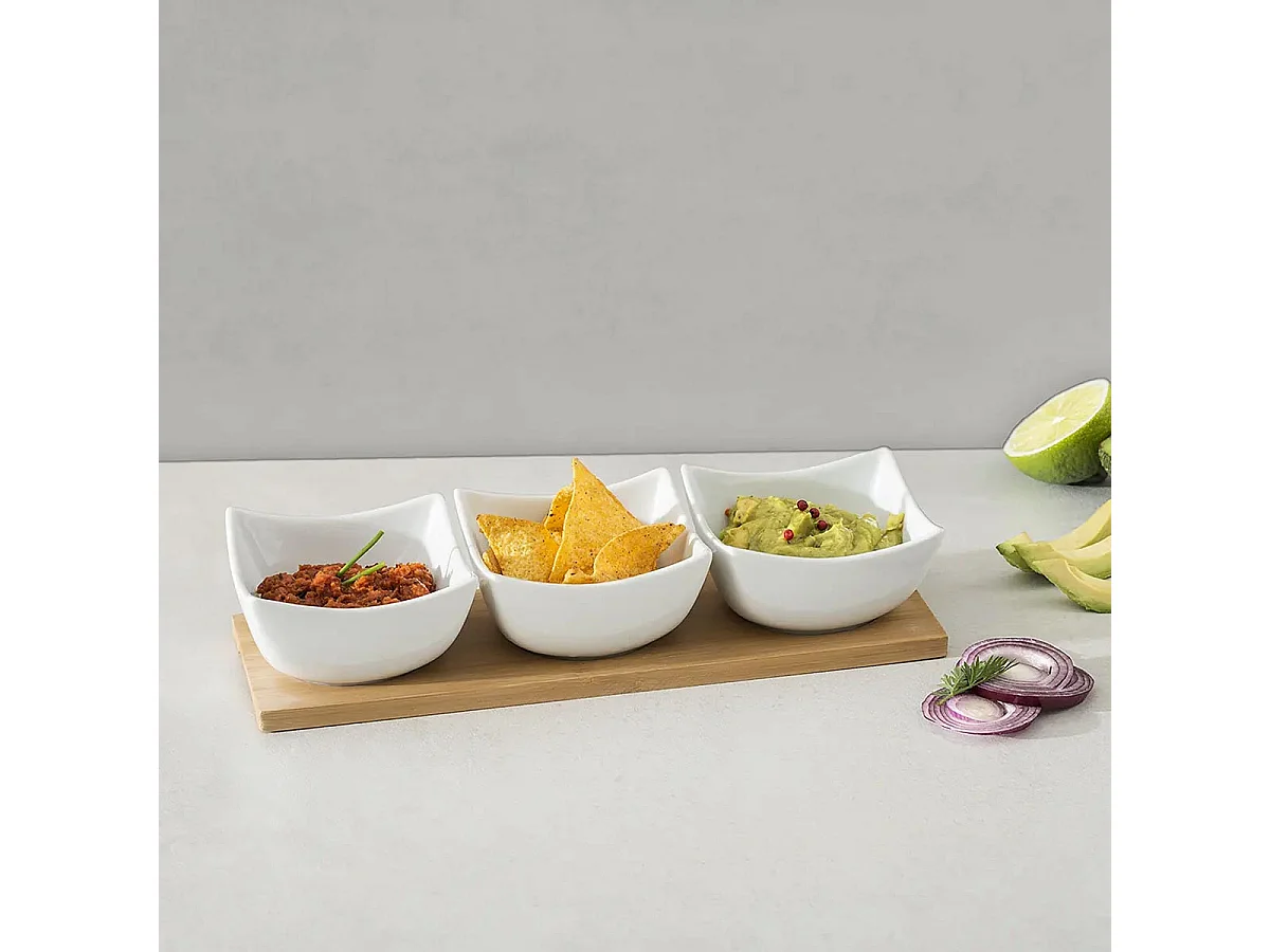 Set Apéritif 4 pièces "Porcelaine" 30cm Blanc