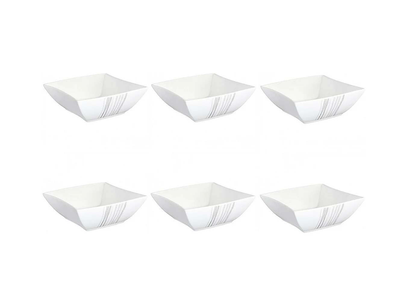 Lot de 6 Coupelles "Lignes" 15cm Blanc
