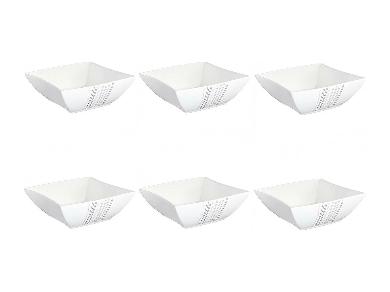 Lot de 6 Coupelles "Lignes" 15cm Blanc