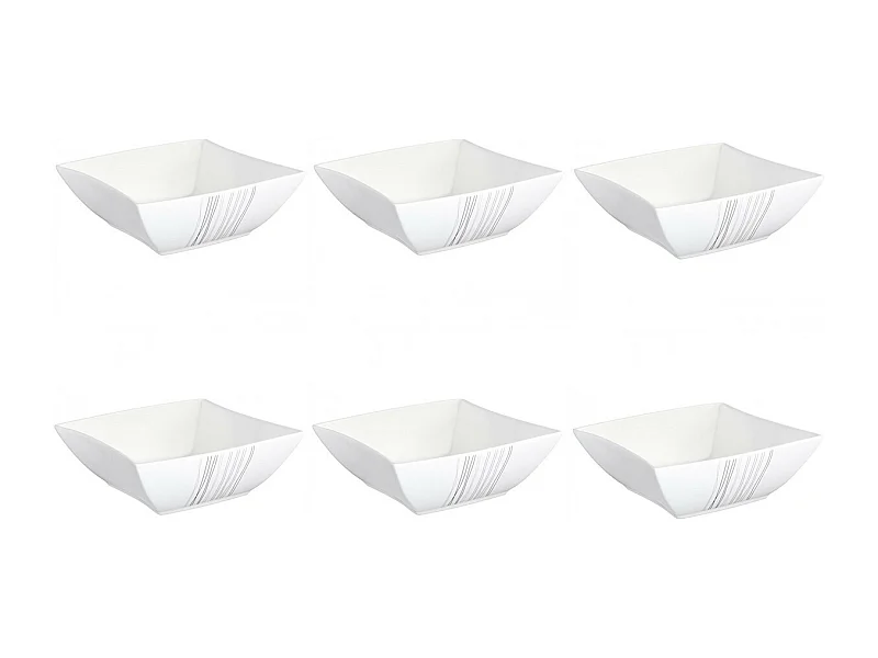 Lot de 6 Coupelles "Lignes" 15cm Blanc