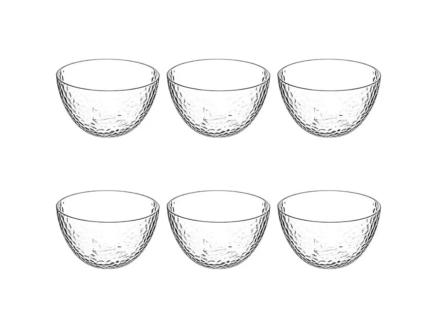 Lot de 6 Coupelles Plastique Réutilisable "Martelé" 14cm Transparent