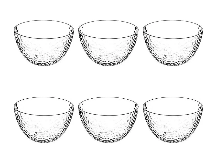 Lot de 6 Coupelles Plastique Réutilisable "Martelé" 14cm Transparent