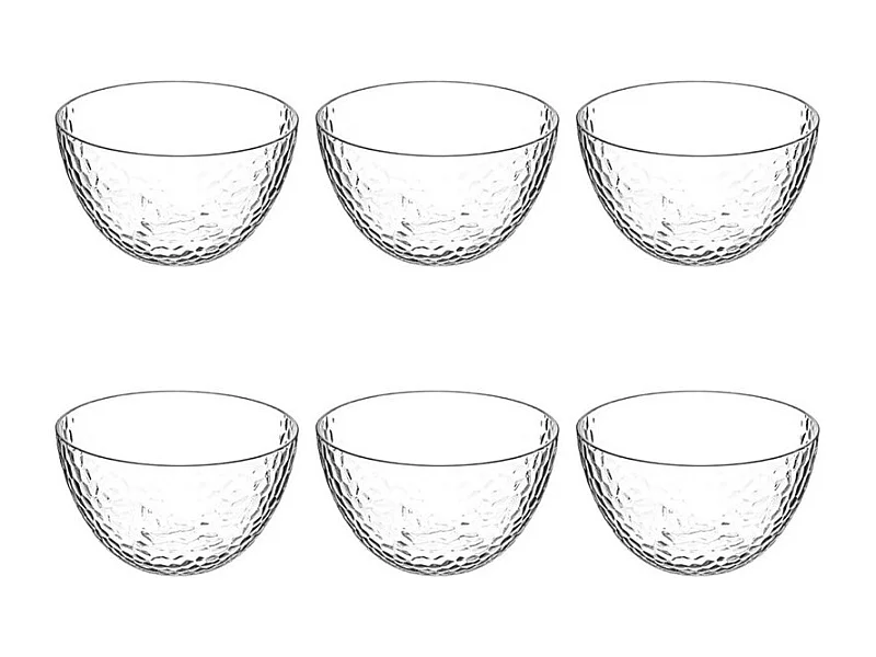 Lot de 6 Coupelles Plastique Réutilisable "Martelé" 14cm Transparent