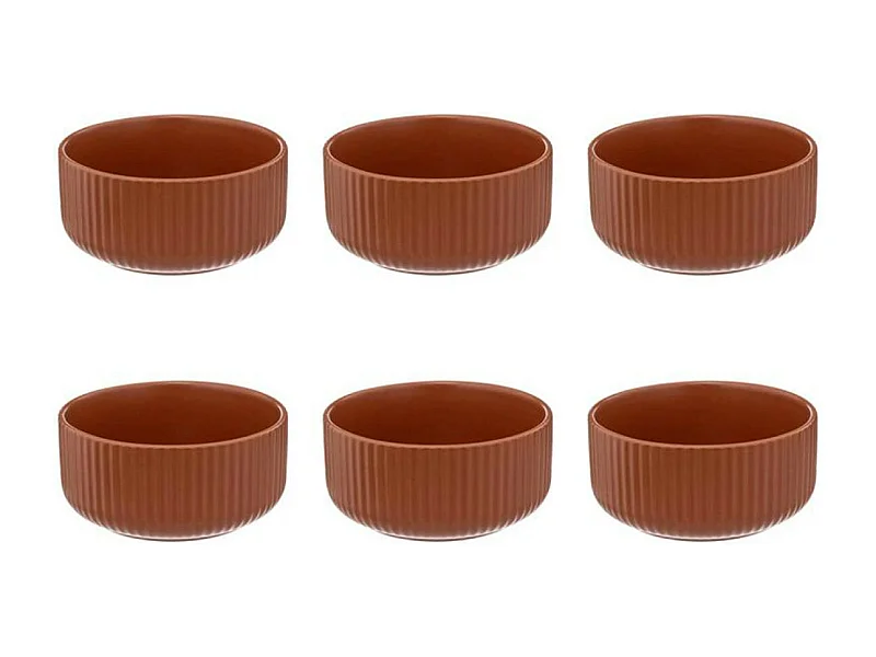 Lot de 6 Coupelles "Côtelé" 80cl Terracotta