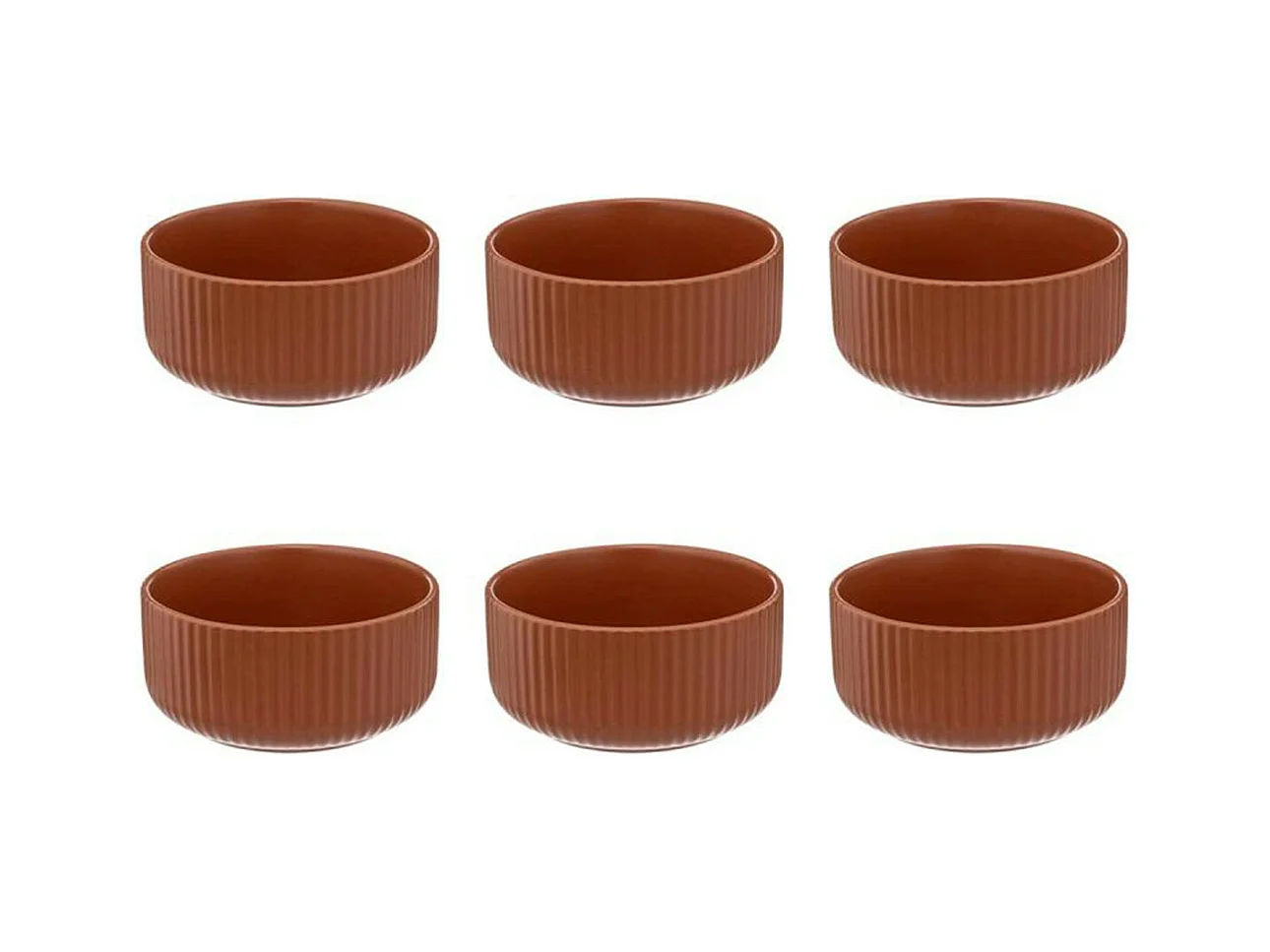 Lot de 6 Coupelles "Côtelé" 80cl Terracotta