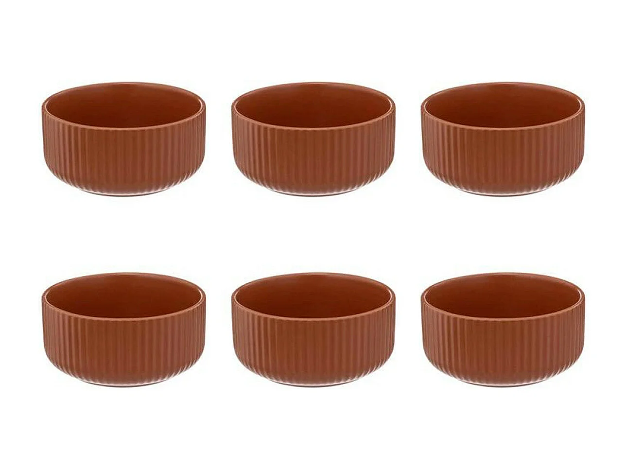 Lot de 6 Coupelles "Côtelé" 80cl Terracotta