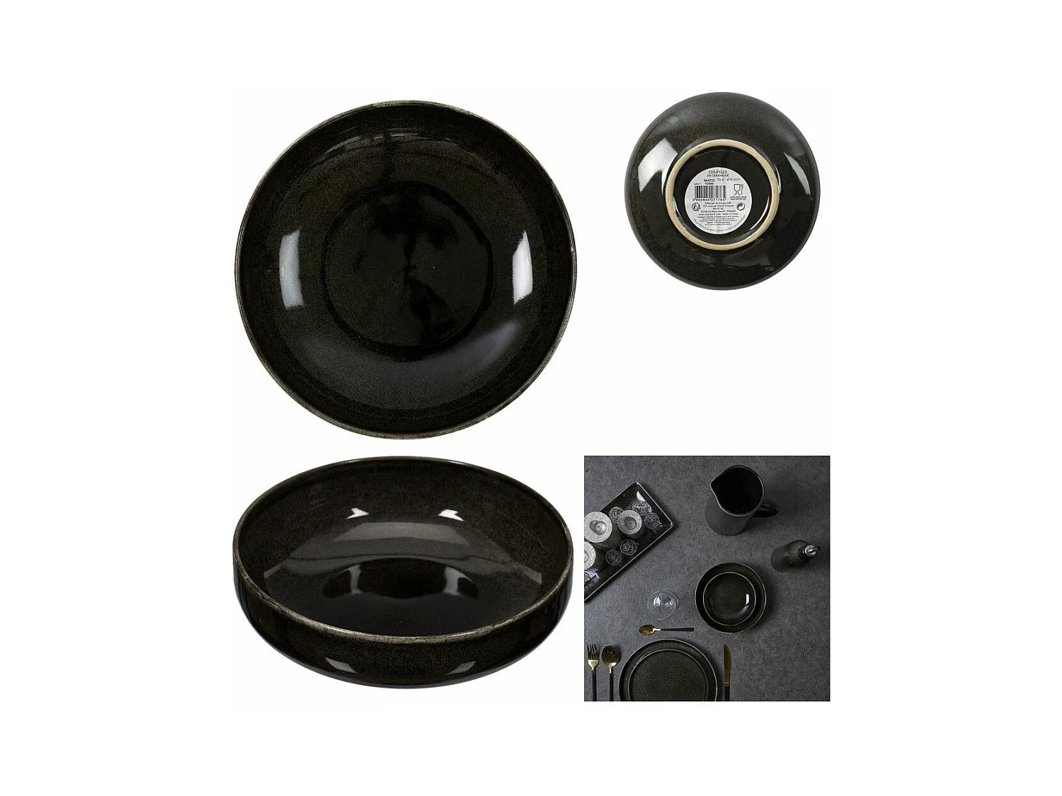 Lot de 6 Coupelles Design "Gancia" 70cl Noir