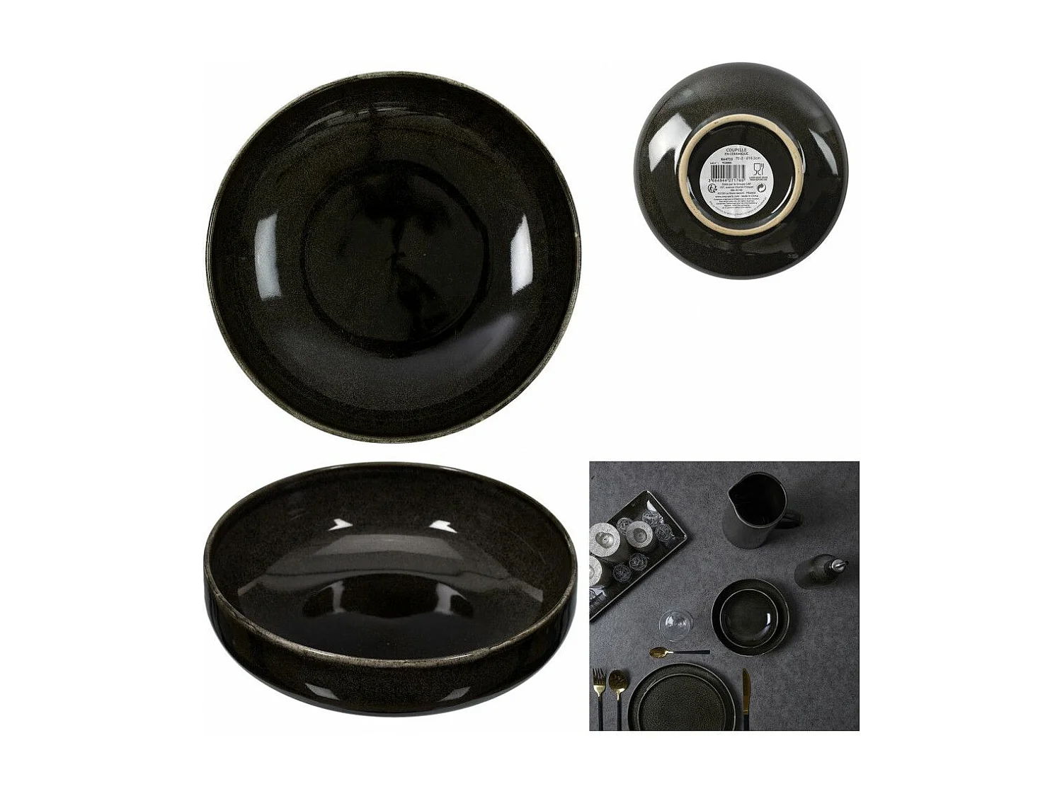 Lot de 6 Coupelles Design "Gancia" 70cl Noir