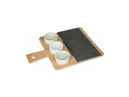 Set Apéritif 4 Pièces "Ardoise" 35cm Naturel