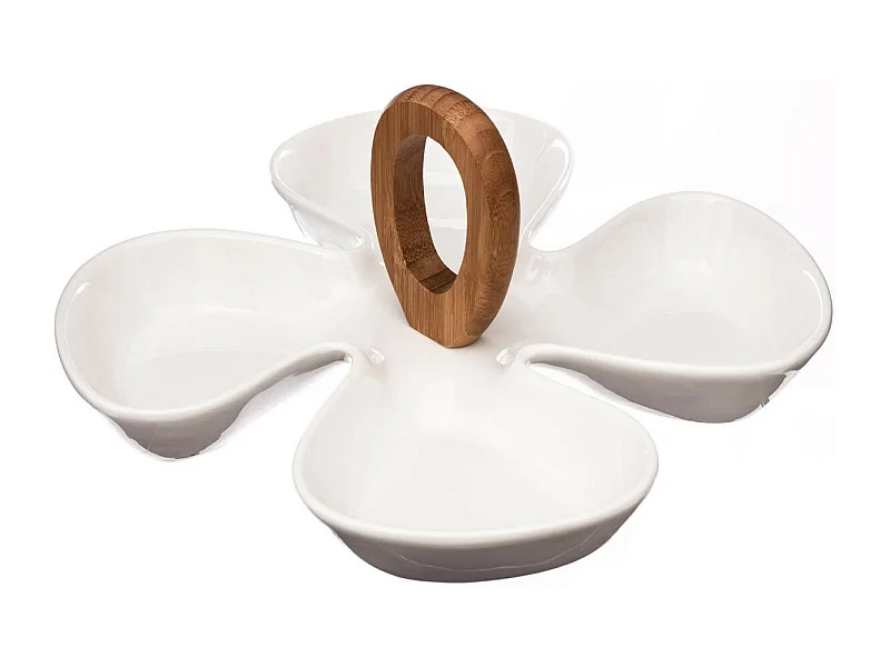 Plat Apéritif à Poignée "Trèfle" 28cm Blanc