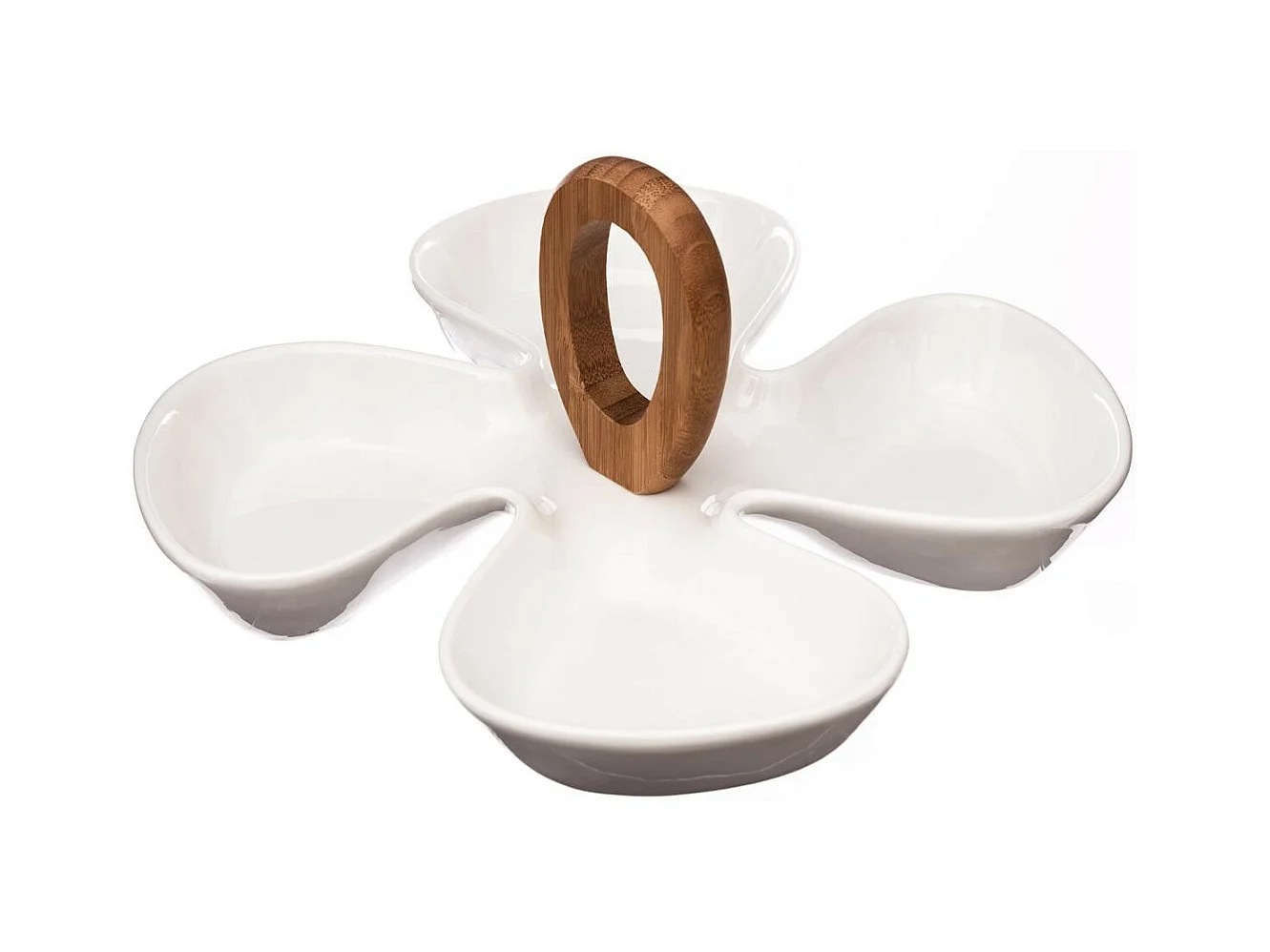 Plat Apéritif à Poignée "Trèfle" 28cm Blanc