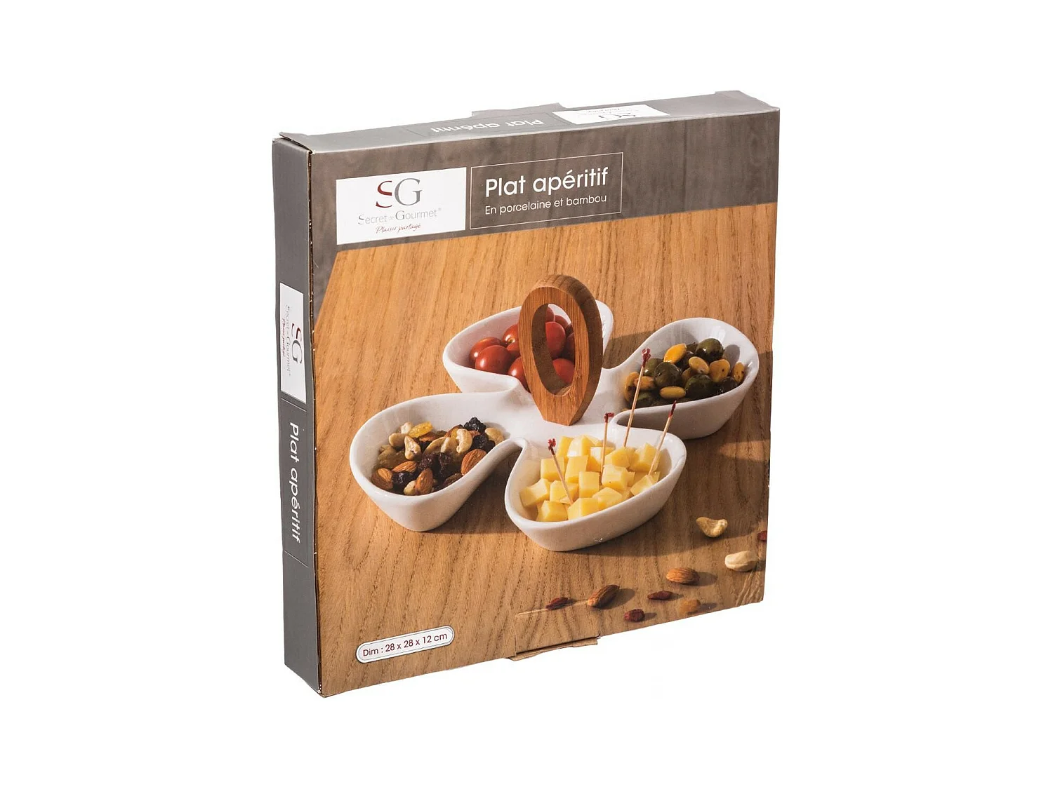 Plat Apéritif à Poignée "Trèfle" 28cm Blanc