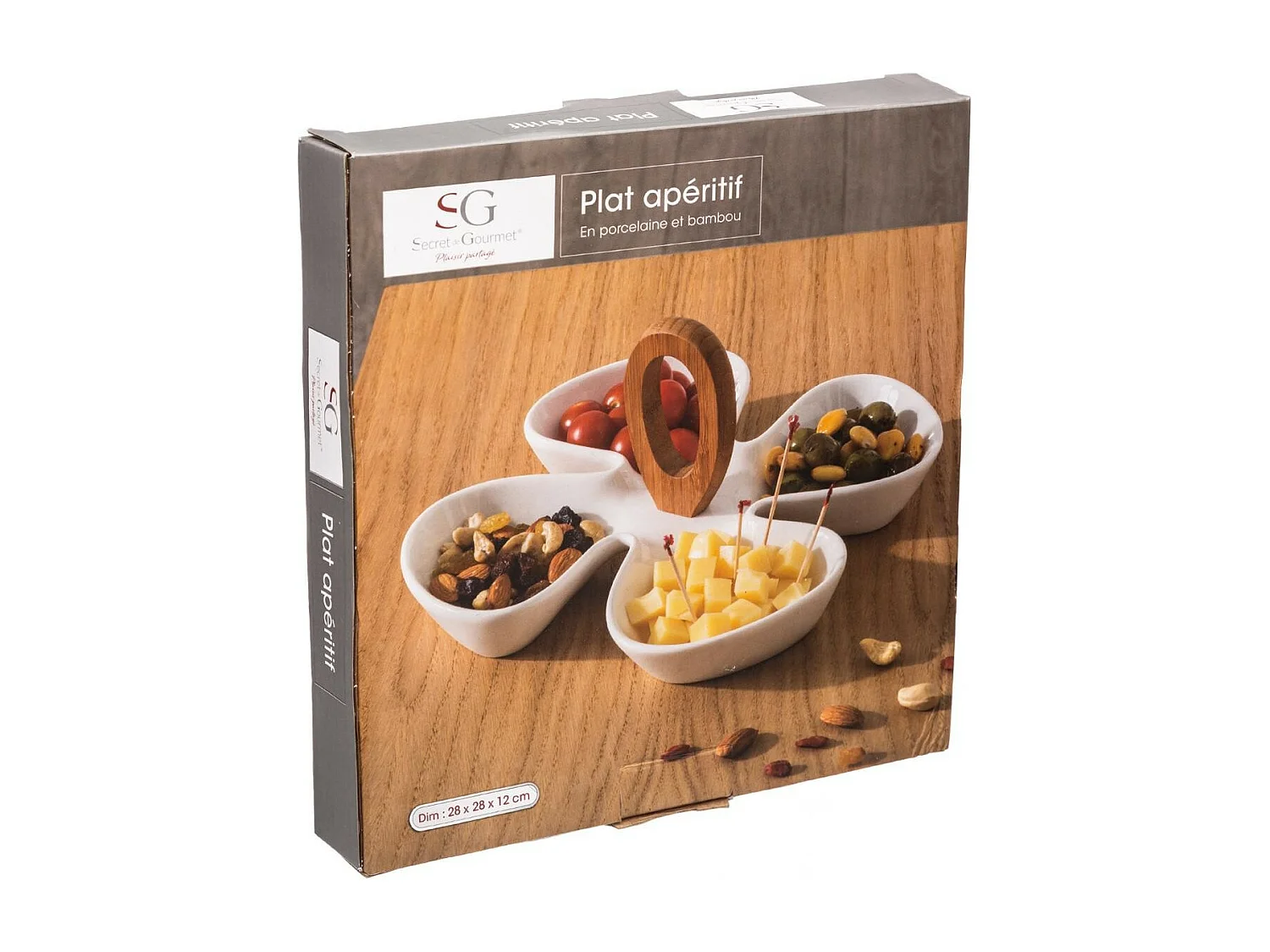 Plat Apéritif à Poignée "Trèfle" 28cm Blanc