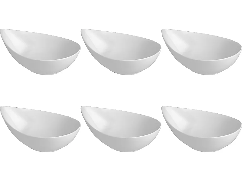 Lot de 6 Coupelles Porcelaine "Goutte" 21cm Blanc
