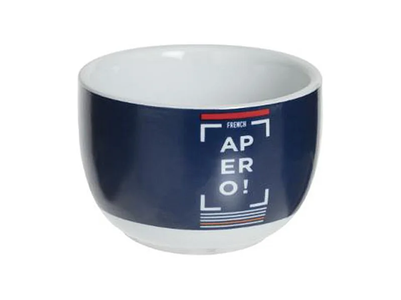 Set Apéritif 4 Pièces "French" 27cm Blanc & Bleu