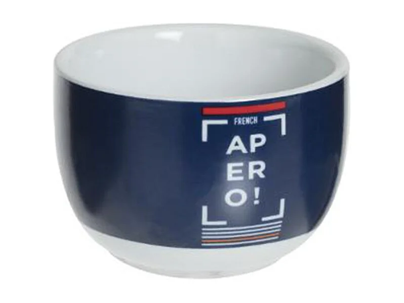 Set Apéritif 4 Pièces "French" 27cm Blanc & Bleu