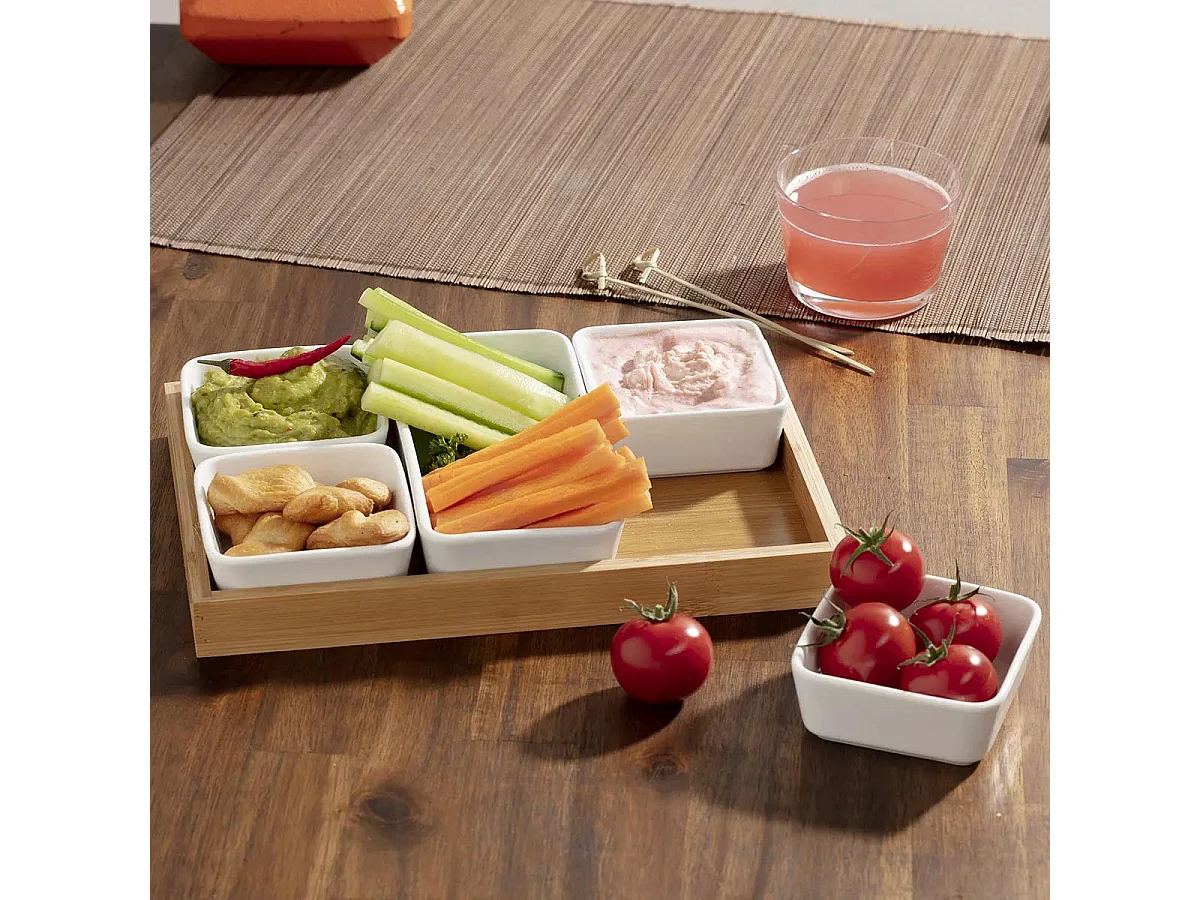 Set Apéritif 6 Pièces "Bambou" 28cm Naturel