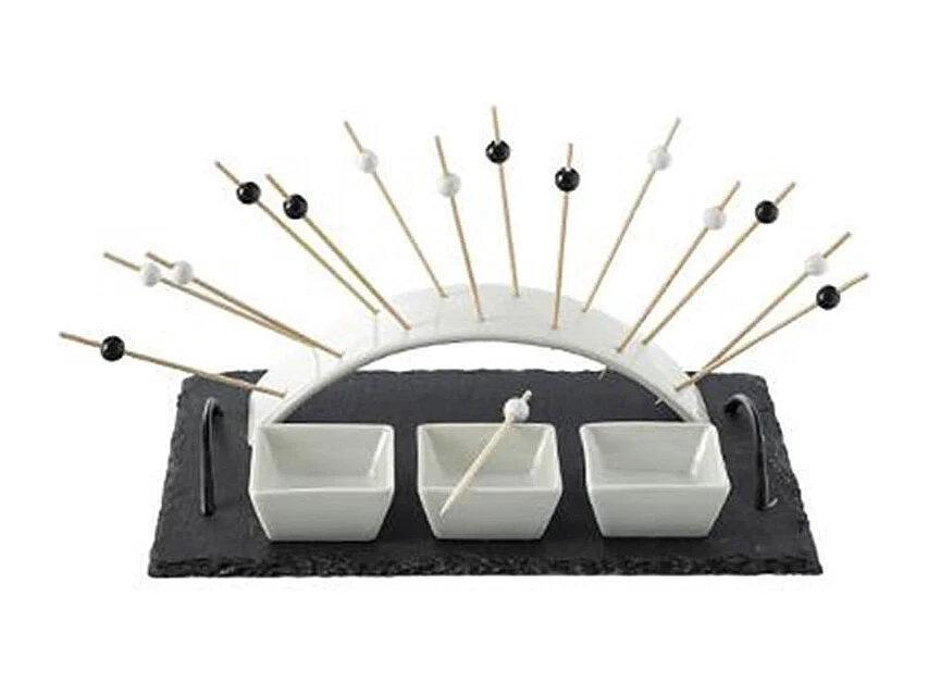 Set Apéritif 5 Pièces "Arc" 30cm Noir & Blanc