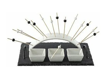 Set Apéritif 5 Pièces "Arc" 30cm Noir & Blanc