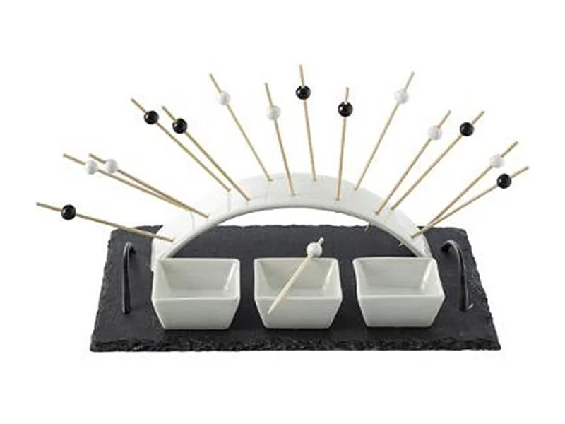 Set Apéritif 5 Pièces "Arc" 30cm Noir & Blanc