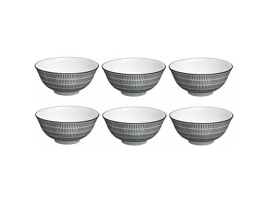Lot de 6 Bols Porcelaine "Lunis" 15cm Noir