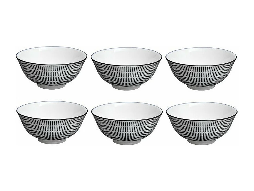 Lot de 6 Bols Porcelaine "Lunis" 15cm Noir