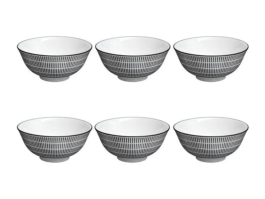 Lot de 6 Bols Porcelaine "Lunis" 15cm Noir