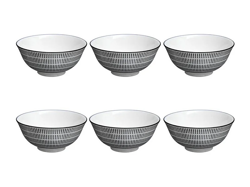 Lot de 6 Bols Porcelaine "Lunis" 15cm Noir
