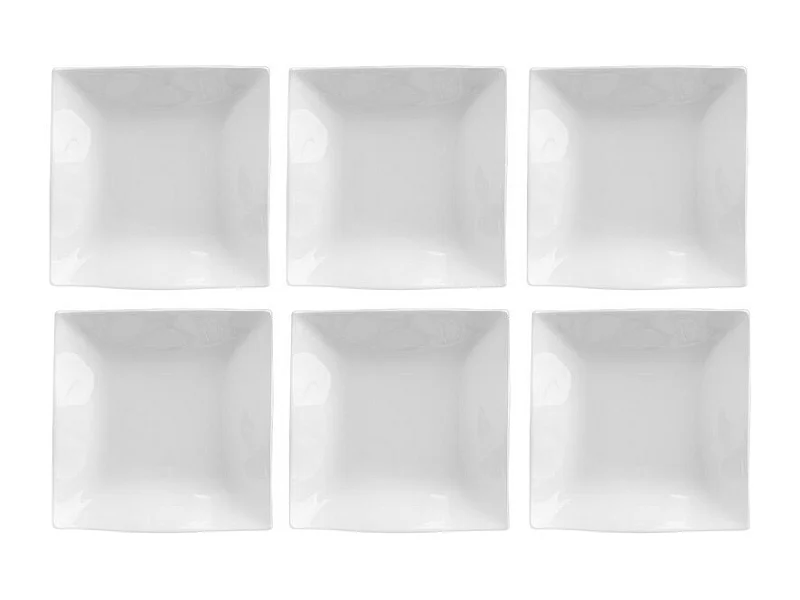 Lot de 6 Coupelles Carrées "Onde" 18cm Blanc