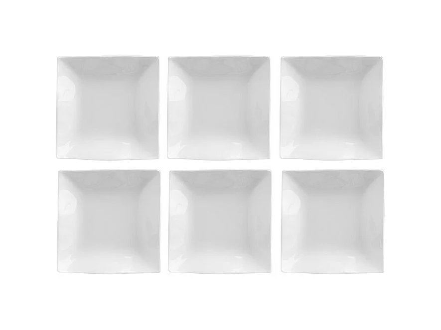 Lot de 6 Coupelles Carrées "Onde" 18cm Blanc