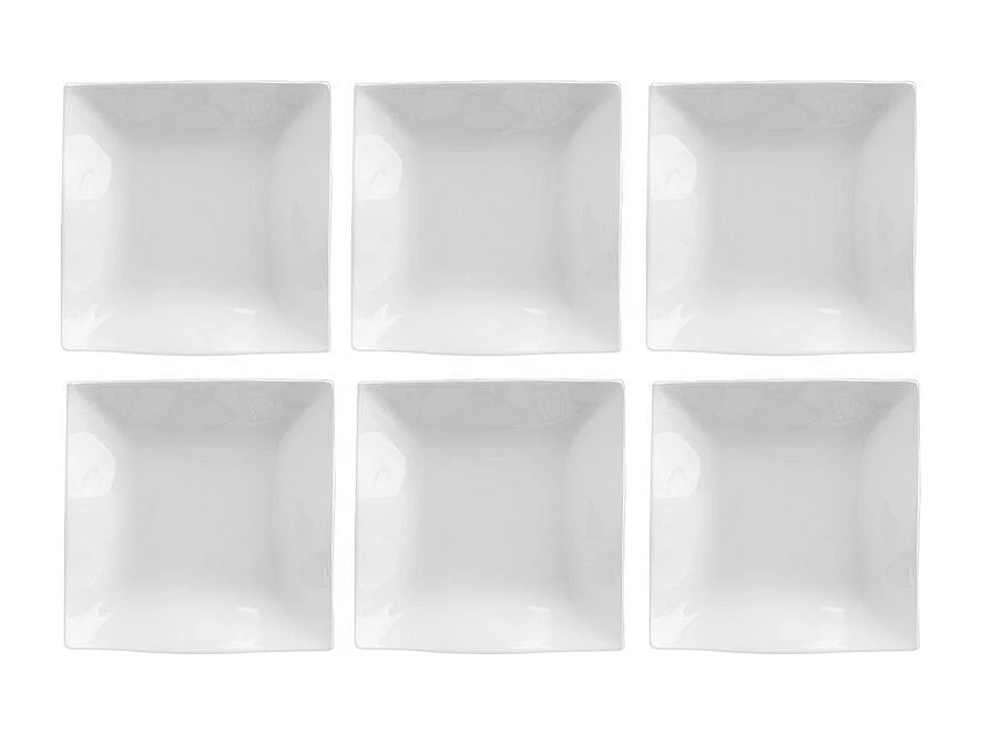 Lot de 6 Coupelles Carrées "Onde" 18cm Blanc