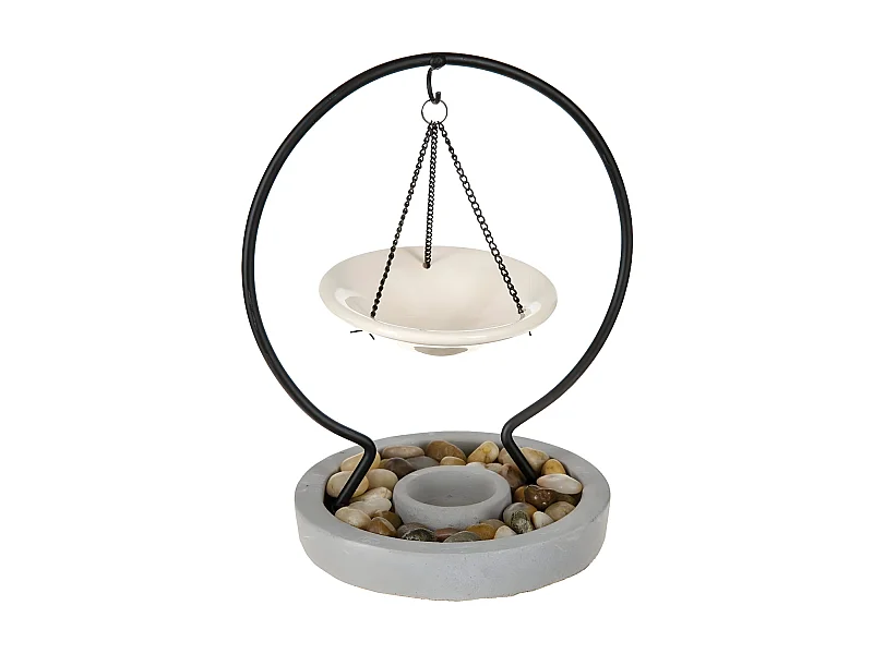 Brûle-Parfum Suspendu "Pierres" 24cm Gris