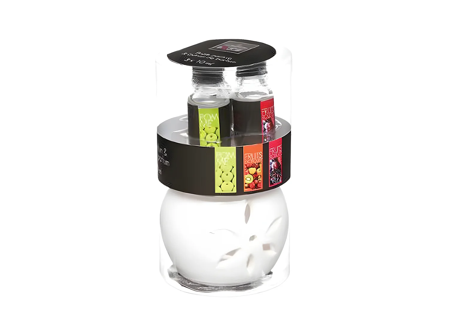 Brûle-Parfum & 3 Flacons d'Huiles "Pura" 10ml Fruits