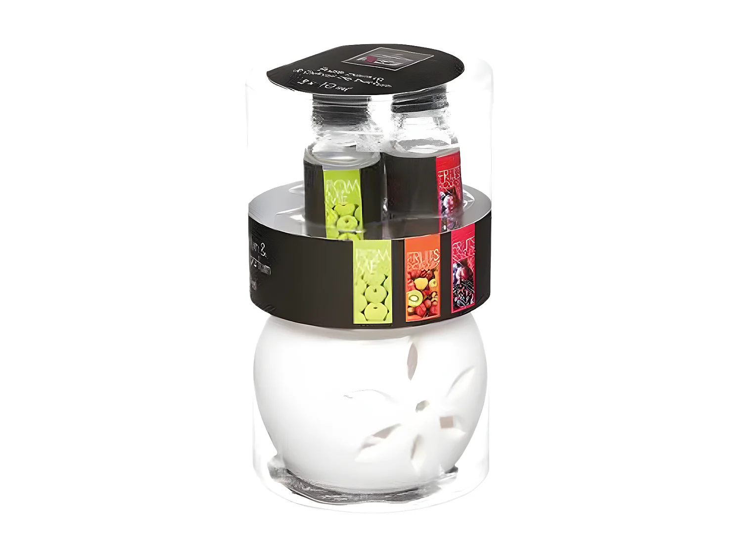 Brûle-Parfum & 3 Flacons d'Huiles "Pura" 10ml Fruits