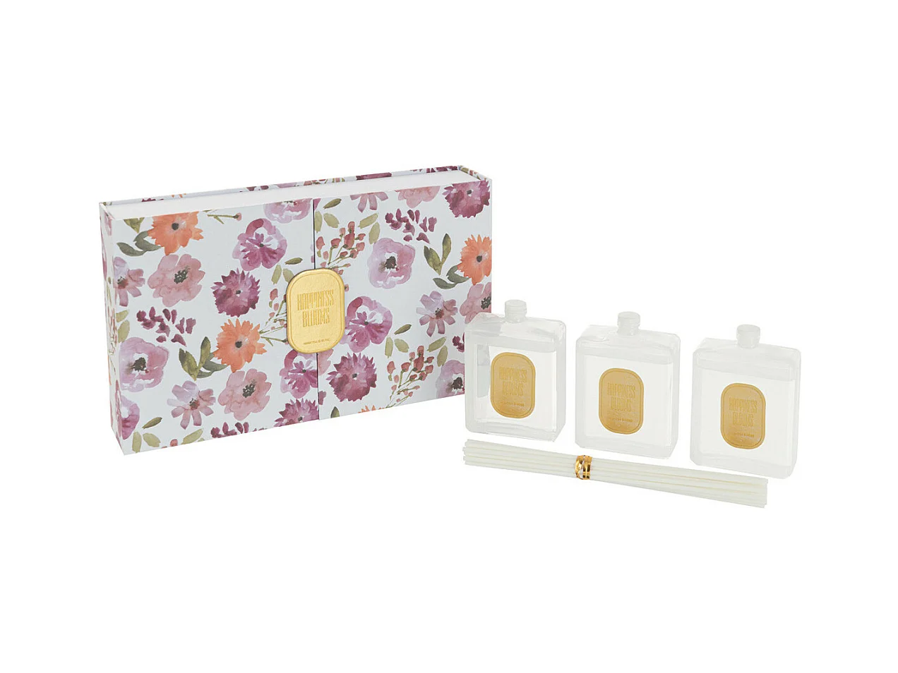Coffret 3 Diffuseurs de Parfum "Happiness Blooms" 22cm Mimosa & Rose