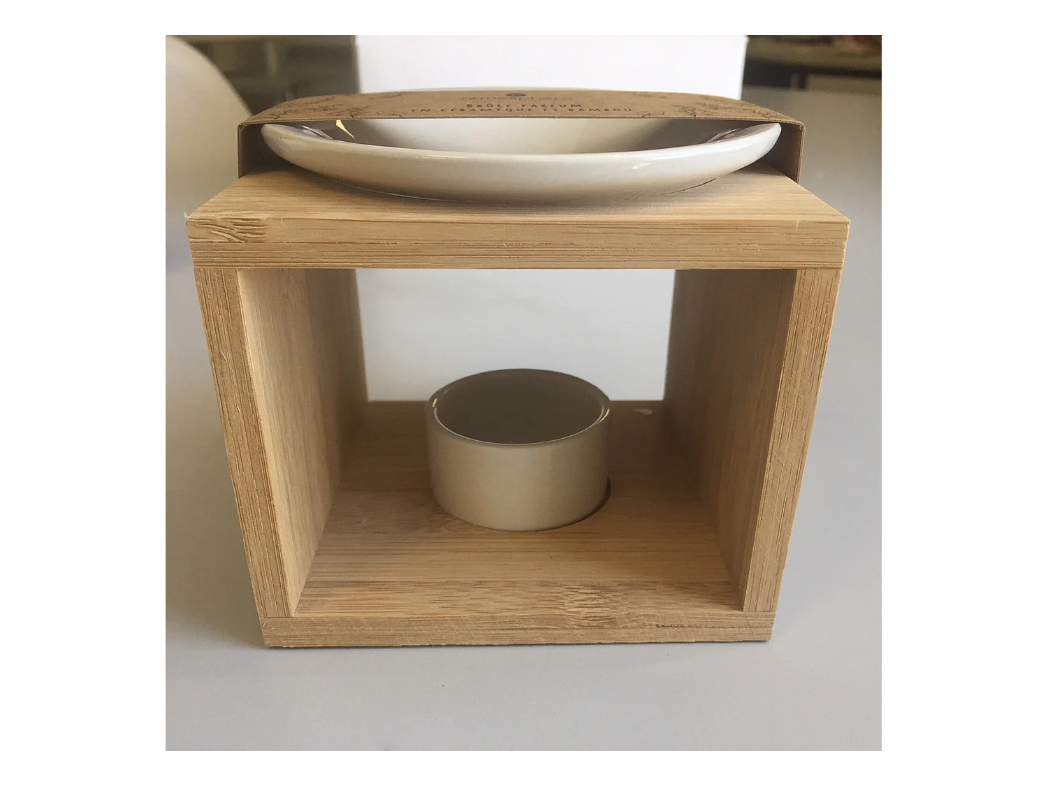 Brûle-Parfum en Céramique "Bambou" 11cm Naturel