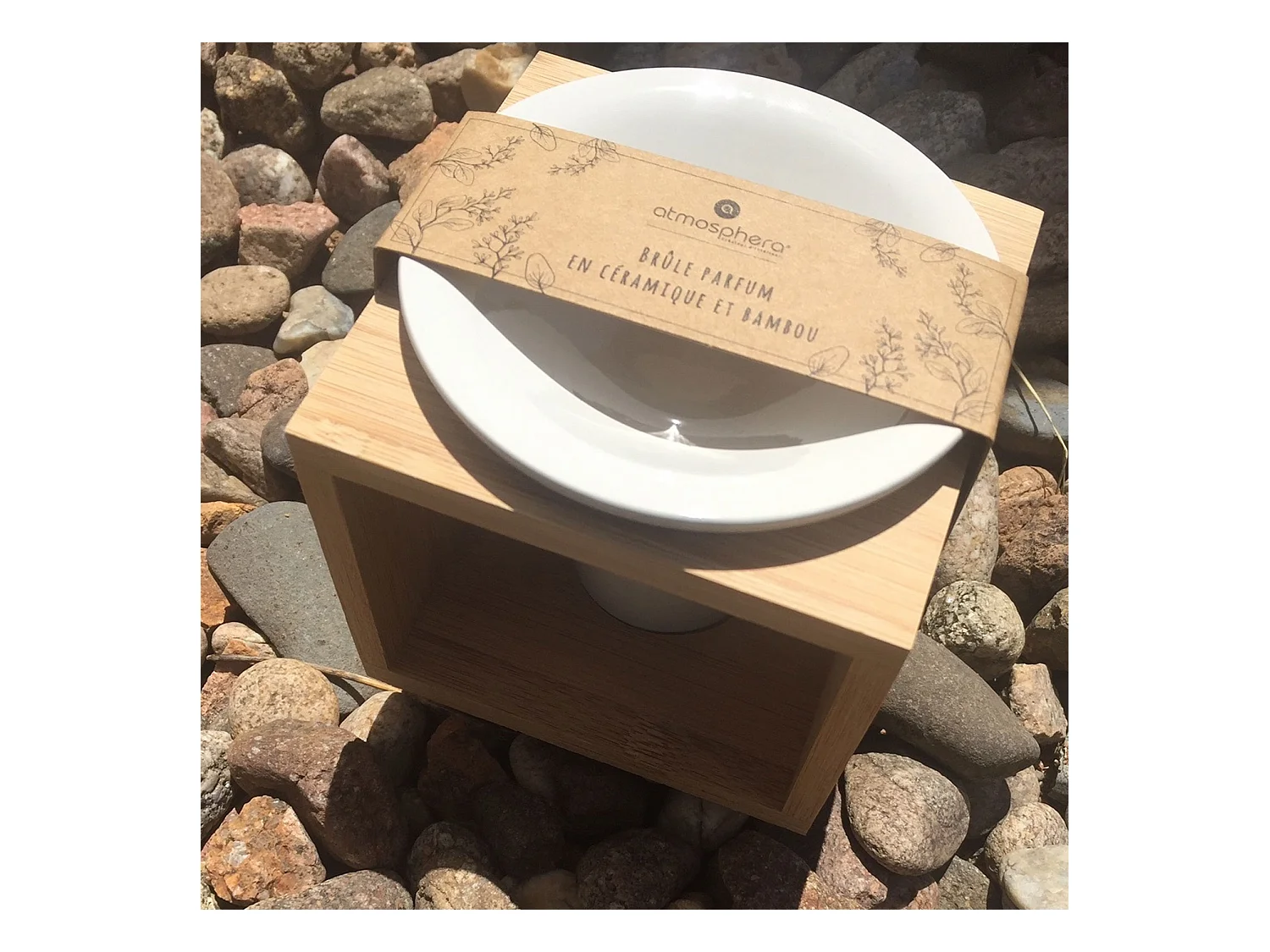 Brûle-Parfum en Céramique "Bambou" 11cm Naturel