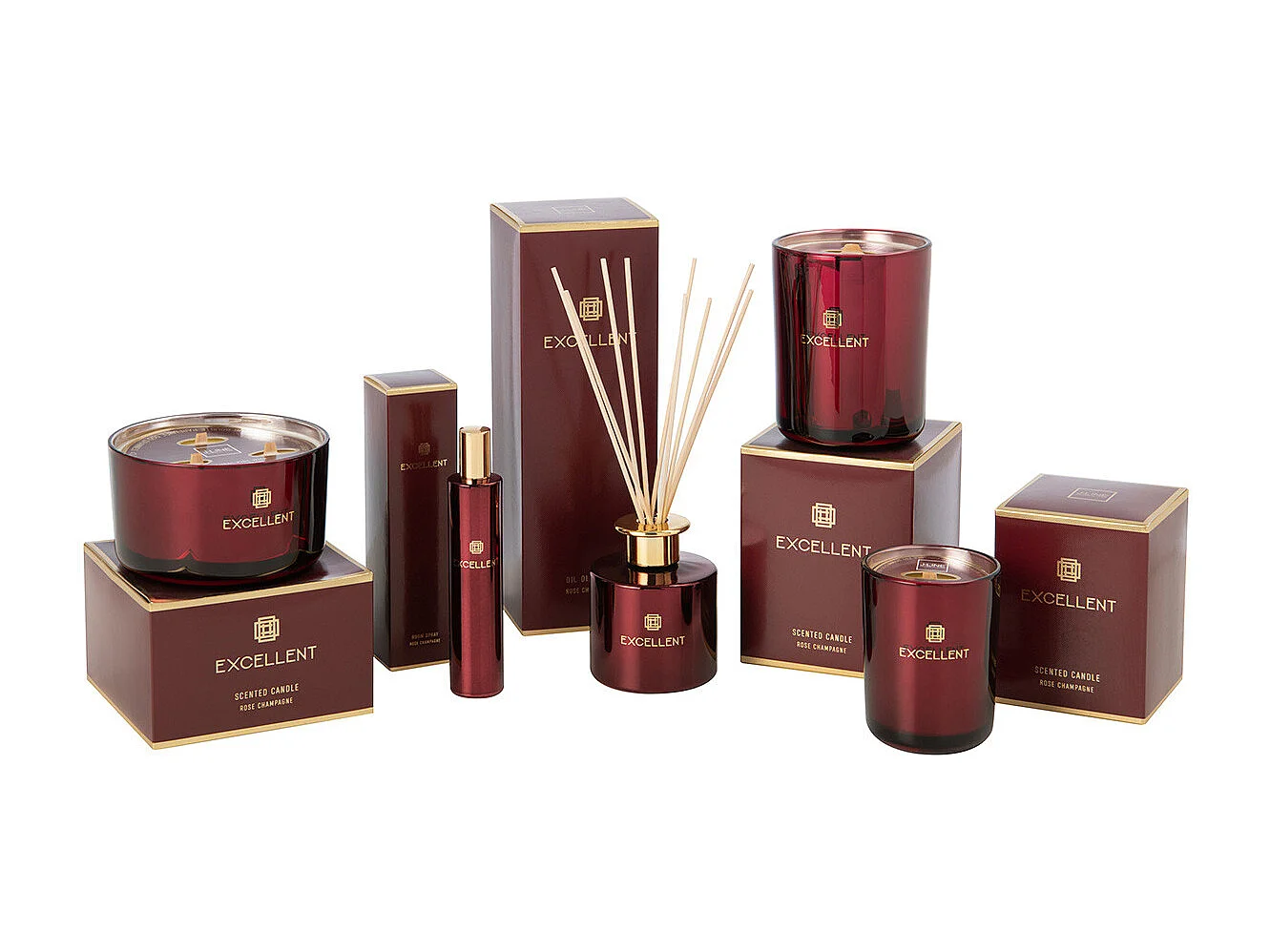 Huile Parfumée "Excellent" 27cm Rose Champagne Rouge